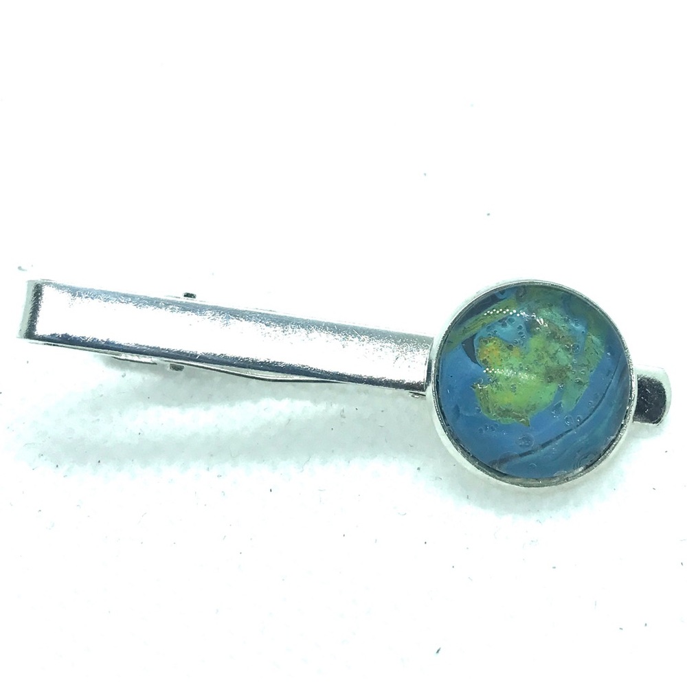 Tie clip pin silver plated 16mm handcrafted dome